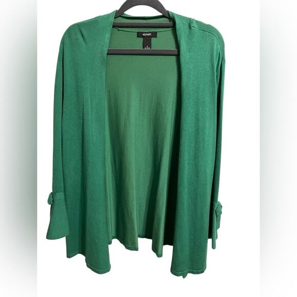 Alfani Open Front Cardigan Bell Sleeve Green Womens small Rayon‎ Preppy Bright - Picture 1 of 13